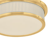 Hawthorne Round LED Flush Mount 14", Aged Brass and Off-White