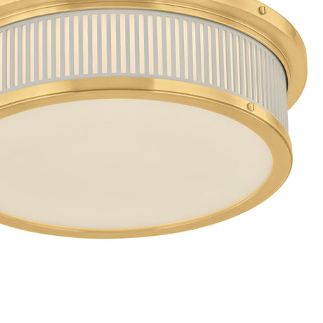 Hawthorne Round LED Flush Mount 14", Aged Brass and Off-White