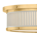 Hawthorne Round LED Flush Mount 14", Aged Brass and Off-White