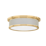 Hawthorne Round LED Flush Mount 14", Aged Brass and Off-White