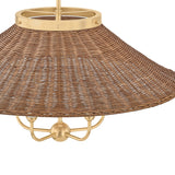 Bramble 5 Light Chandelier 28", Walnut Wicker and Aged Brass