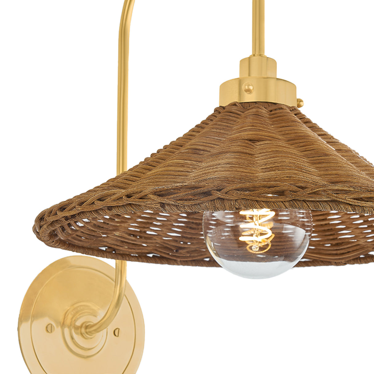 Bramble Wall Sconce 16", Walnut Wicker and Aged Brass