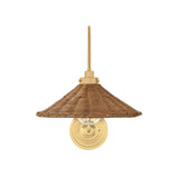 Bramble Wall Sconce 16", Walnut Wicker and Aged Brass