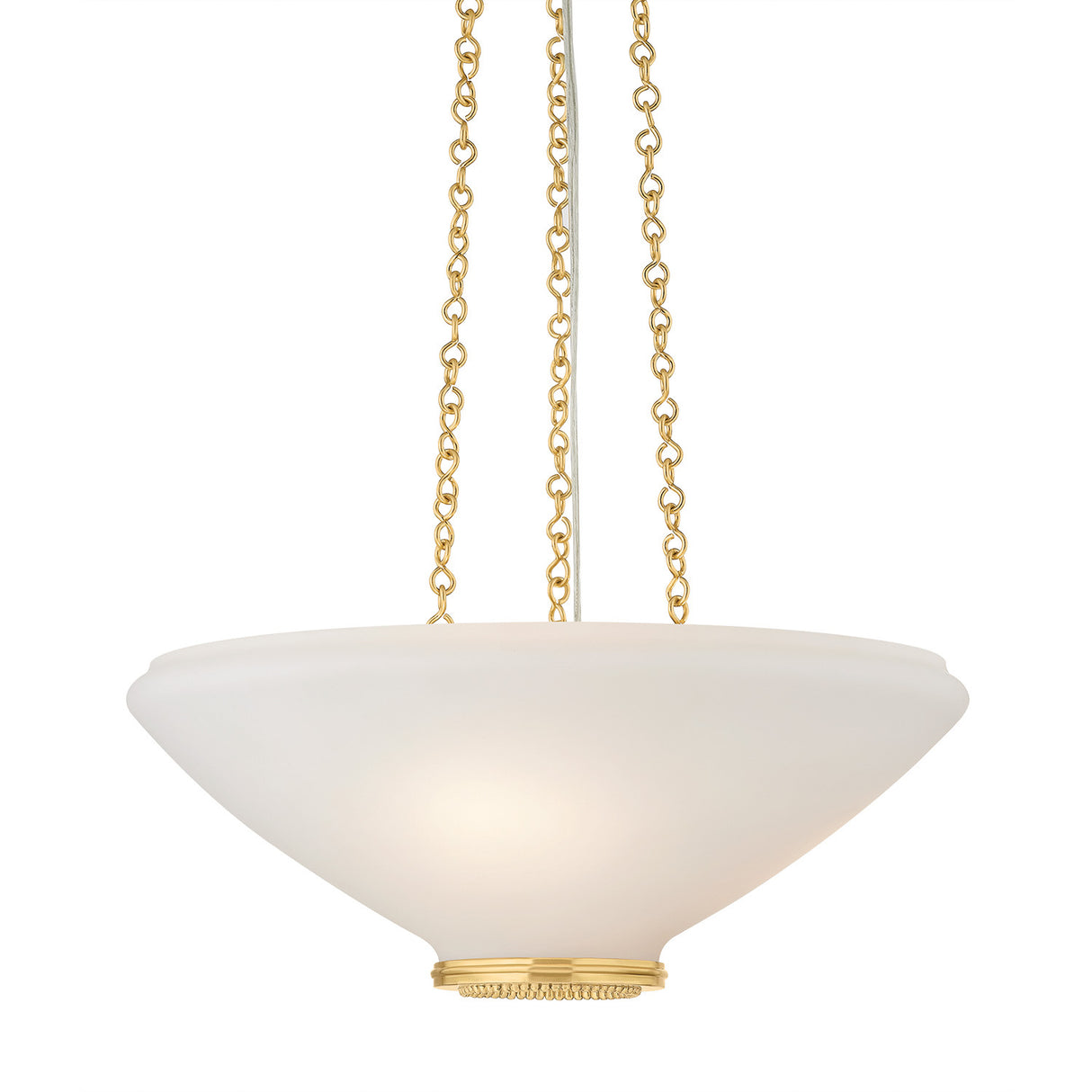 Lindor Medium Pendant 17", Aged Brass and Opal Glass
