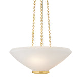 Lindor Medium Pendant 17", Aged Brass and Opal Glass