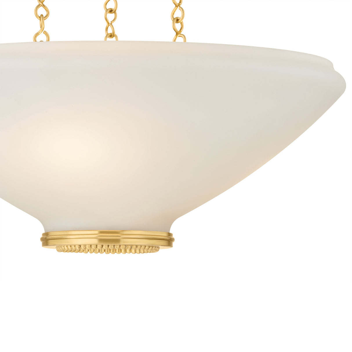 Lindor Medium Pendant 17", Aged Brass and Opal Glass