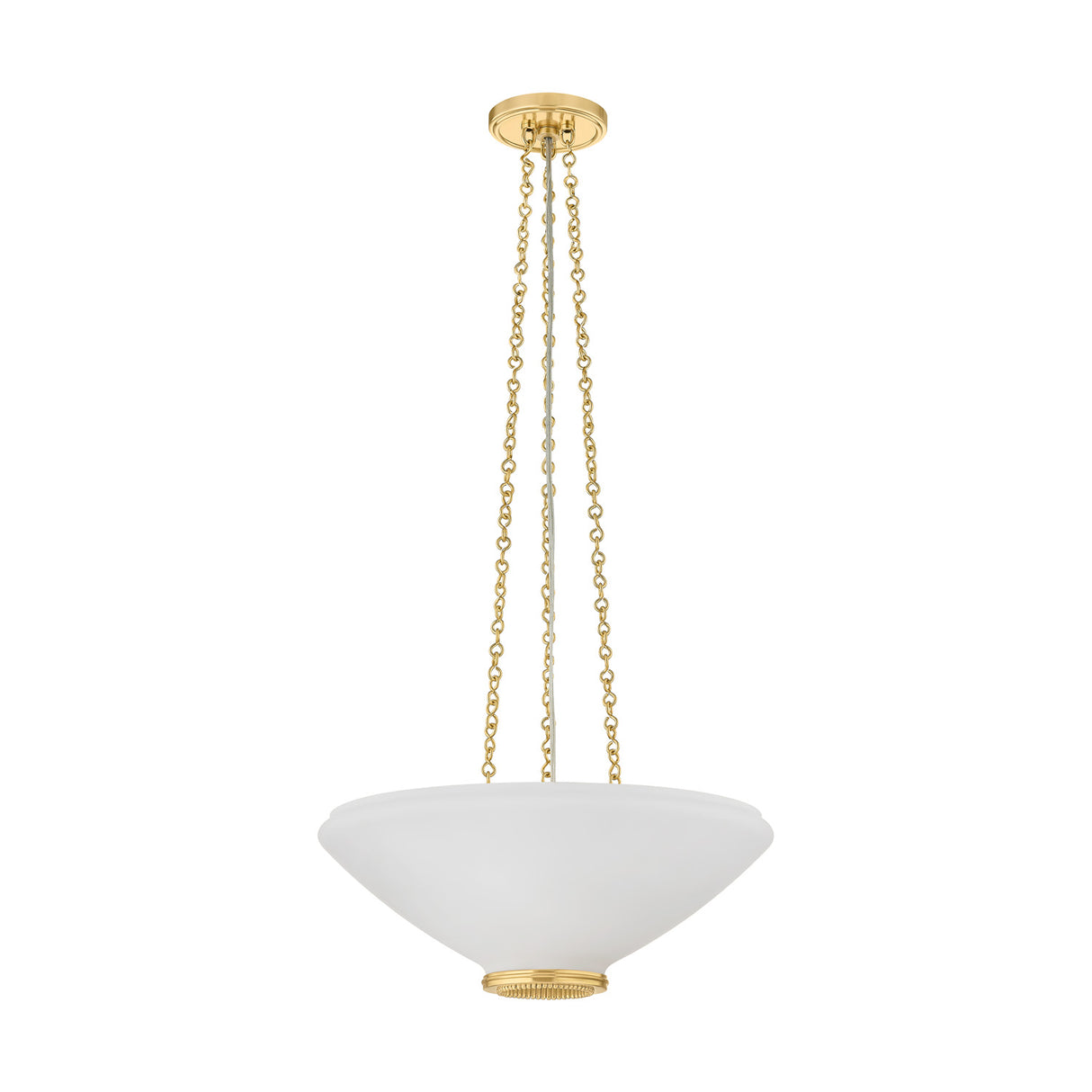 Lindor Medium Pendant 17", Aged Brass and Opal Glass