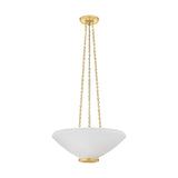 Lindor Medium Pendant 17", Aged Brass and Opal Glass