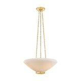 Lindor Medium Pendant 17", Aged Brass and Opal Glass