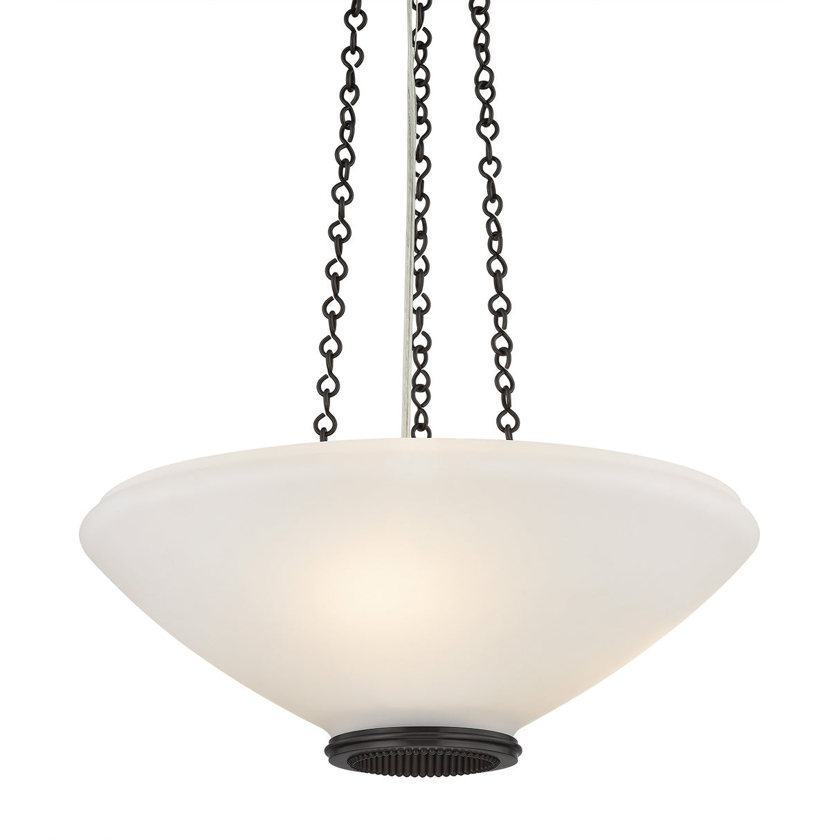Lindor Medium Pendant 17", Distressed Bronze and Opal Glass