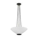 Lindor Medium Pendant 17", Distressed Bronze and Opal Glass