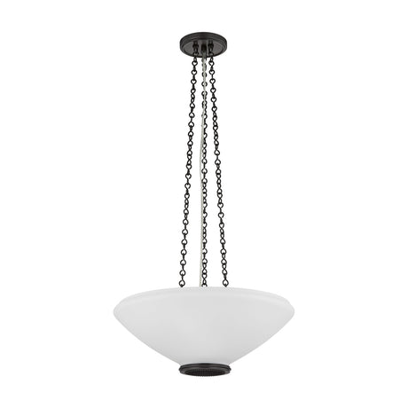 Lindor Medium Pendant 17", Distressed Bronze and Opal Glass