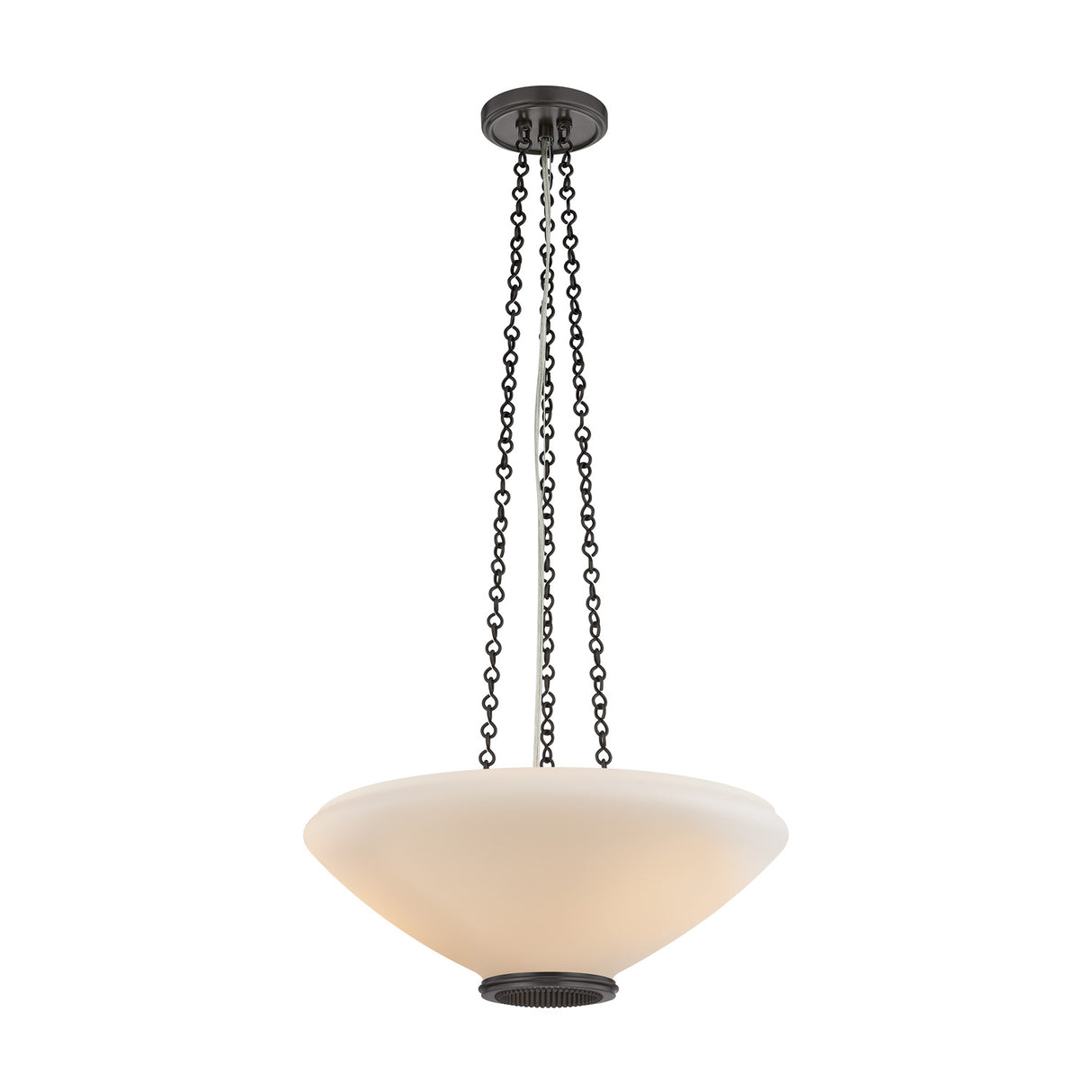 Lindor Medium Pendant 17", Distressed Bronze and Opal Glass