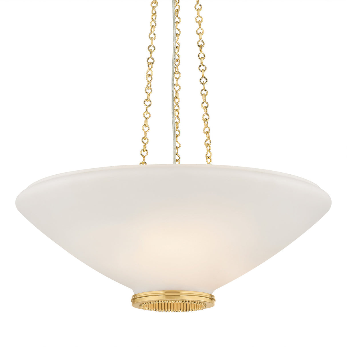 Lindor Large Pendant 22", Aged Brass and Opal Glass