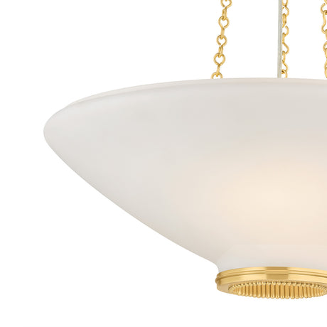 Lindor Large Pendant 22", Aged Brass and Opal Glass