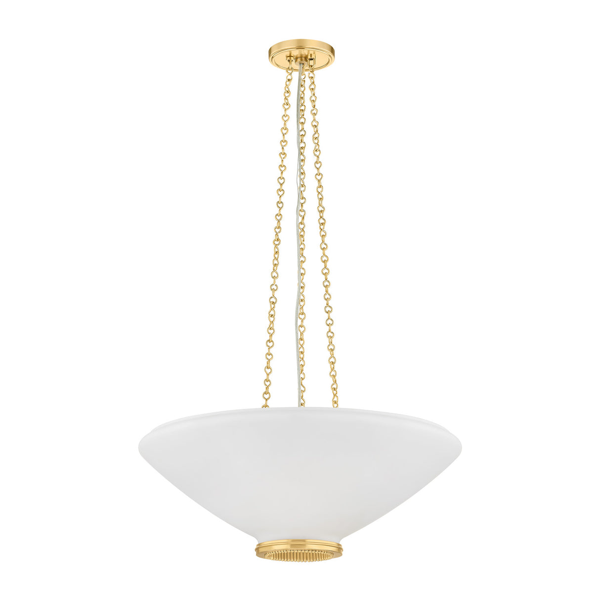 Lindor Large Pendant 22", Aged Brass and Opal Glass
