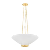 Lindor Large Pendant 22", Aged Brass and Opal Glass