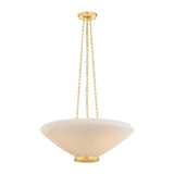 Lindor Large Pendant 22", Aged Brass and Opal Glass