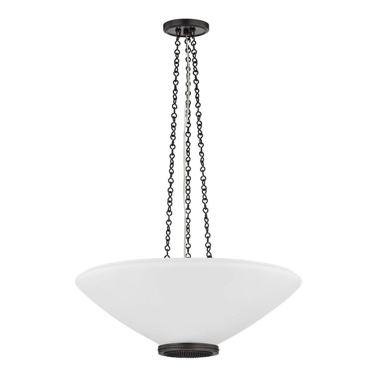 Lindor Large Pendant 22", Distressed Bronze and Opal Glass