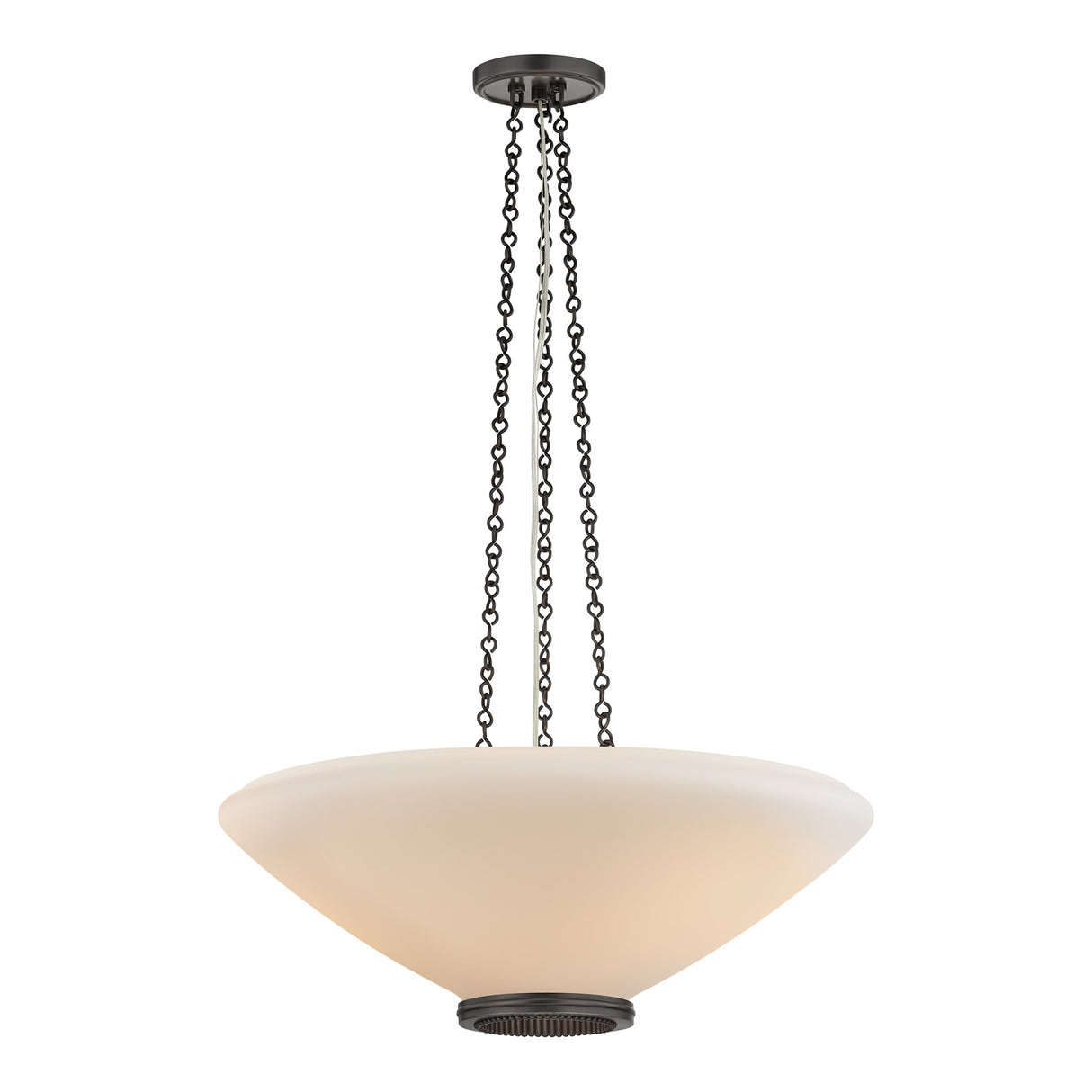 Lindor Large Pendant 22", Distressed Bronze and Opal Glass