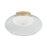 Nadia Small LED Semi-Flush 12", Aged Brass and Alabaster