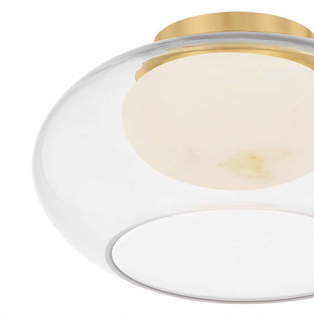 Nadia Small LED Semi-Flush 12", Aged Brass and Alabaster