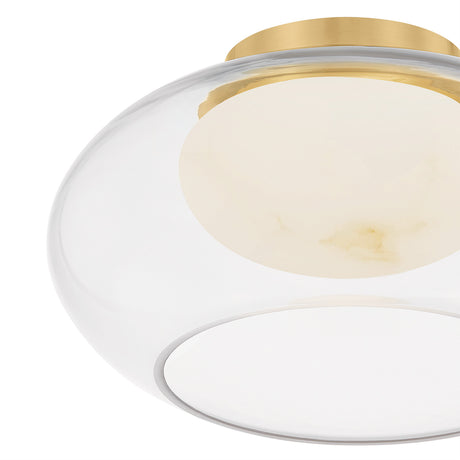 Nadia Small LED Semi-Flush 12", Aged Brass and Alabaster