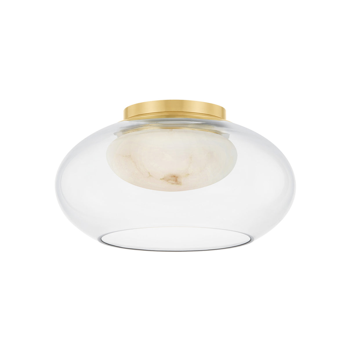 Nadia Small LED Semi-Flush 12", Aged Brass and Alabaster