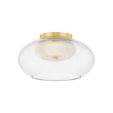 Nadia Small LED Semi-Flush 12", Aged Brass and Alabaster