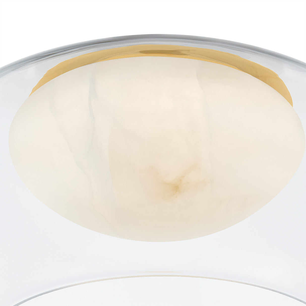 Nadia Medium LED Semi-Flush 17", Aged Brass and Alabaster
