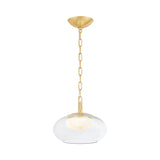 Nadia Small LED Pendant 12", Aged Brass and Alabaster