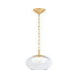 Nadia Small LED Pendant 12", Aged Brass and Alabaster