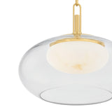 Nadia Small LED Pendant 12", Aged Brass and Alabaster