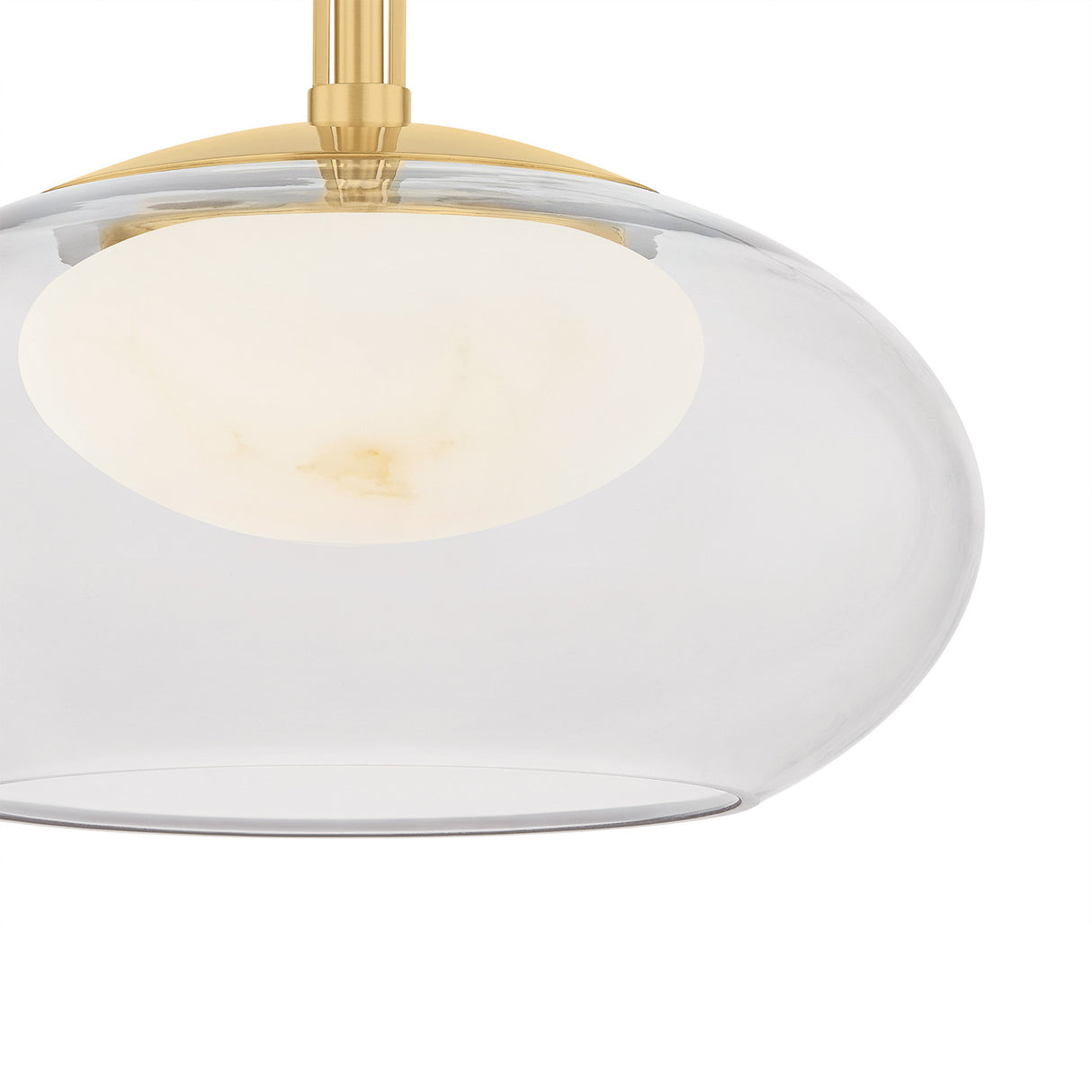 Nadia Small LED Pendant 12", Aged Brass and Alabaster