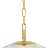 Nadia Small LED Pendant 12", Aged Brass and Alabaster