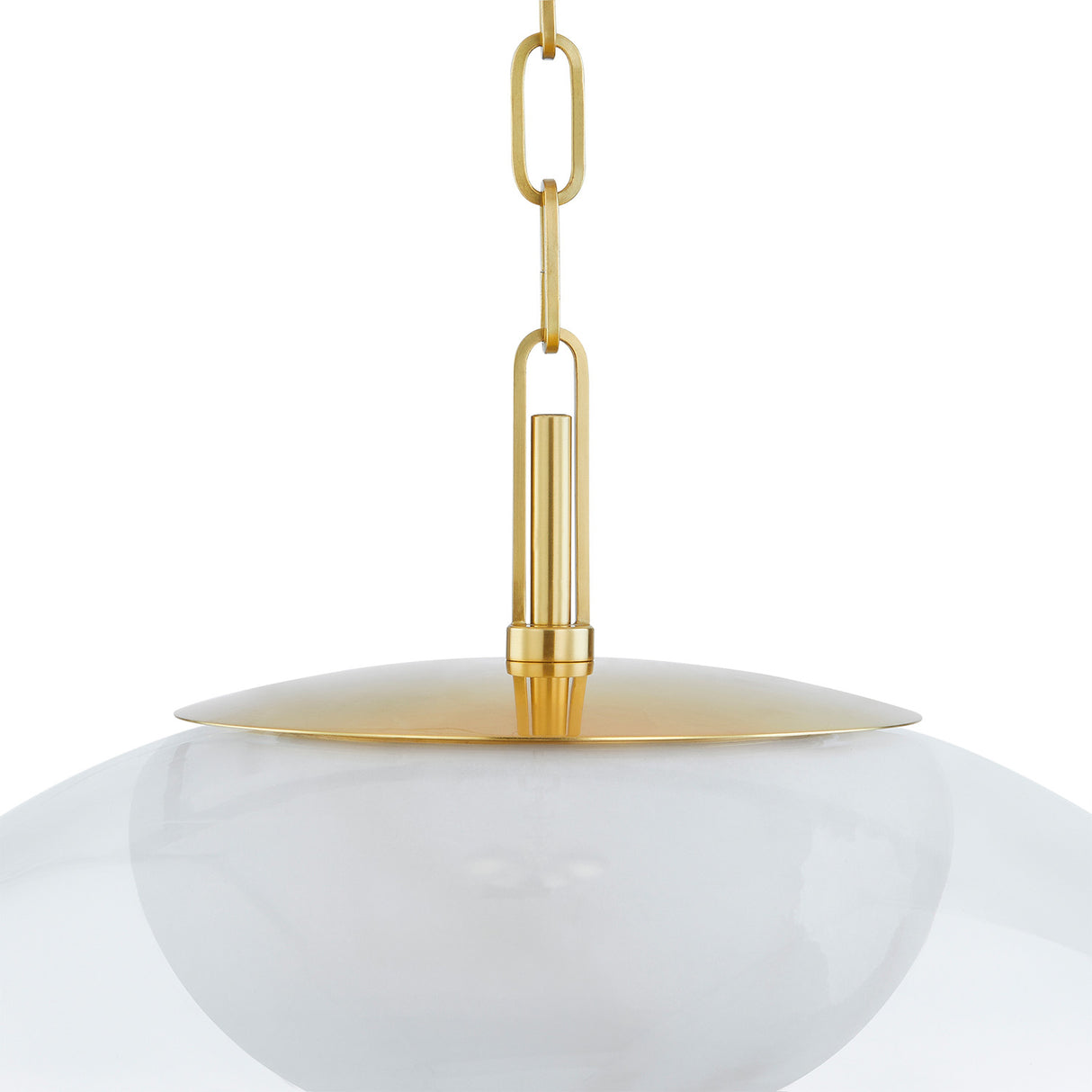 Nadia Medium LED Pendant 17", Aged Brass and Alabaster