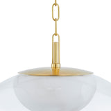 Nadia Medium LED Pendant 17", Aged Brass and Alabaster