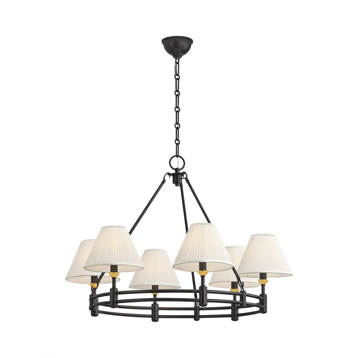 Rafferty 6 Light Chandelier 33", Distressed Bronze with Aged Brass