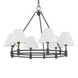 Rafferty 6 Light Chandelier 33", Distressed Bronze with Aged Brass