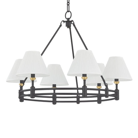 Rafferty 6 Light Chandelier 33", Distressed Bronze with Aged Brass