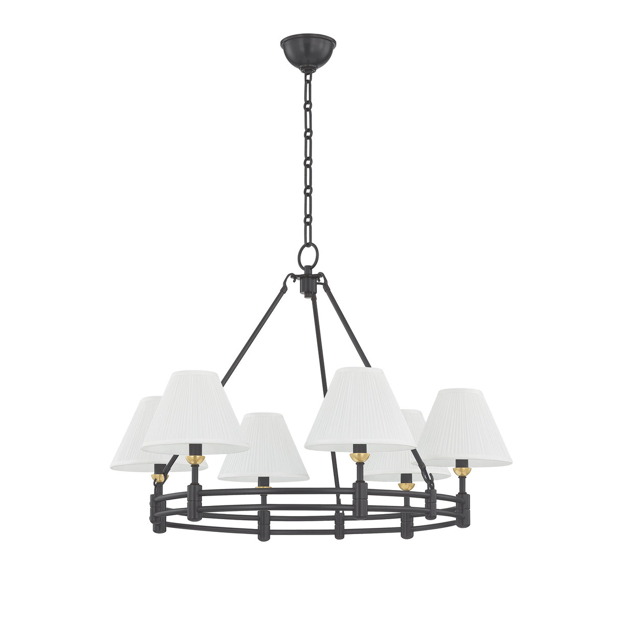 Rafferty 6 Light Chandelier 33", Distressed Bronze with Aged Brass
