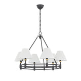 Rafferty 6 Light Chandelier 33", Distressed Bronze with Aged Brass
