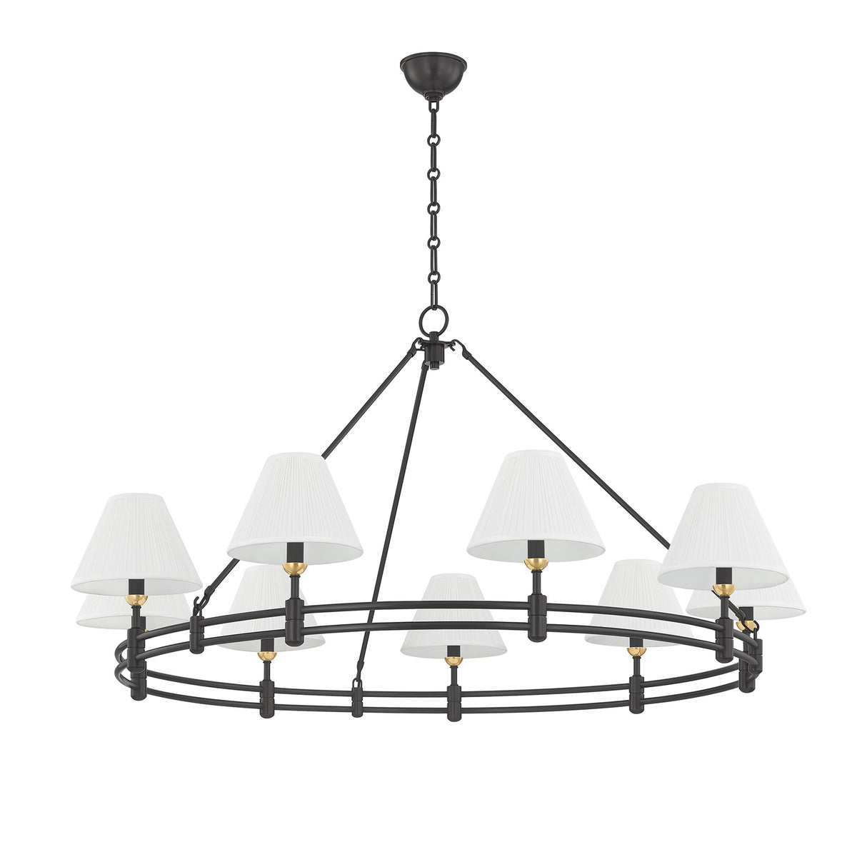 Rafferty 9 Light Chandelier 50", Distressed Bronze with Aged Brass