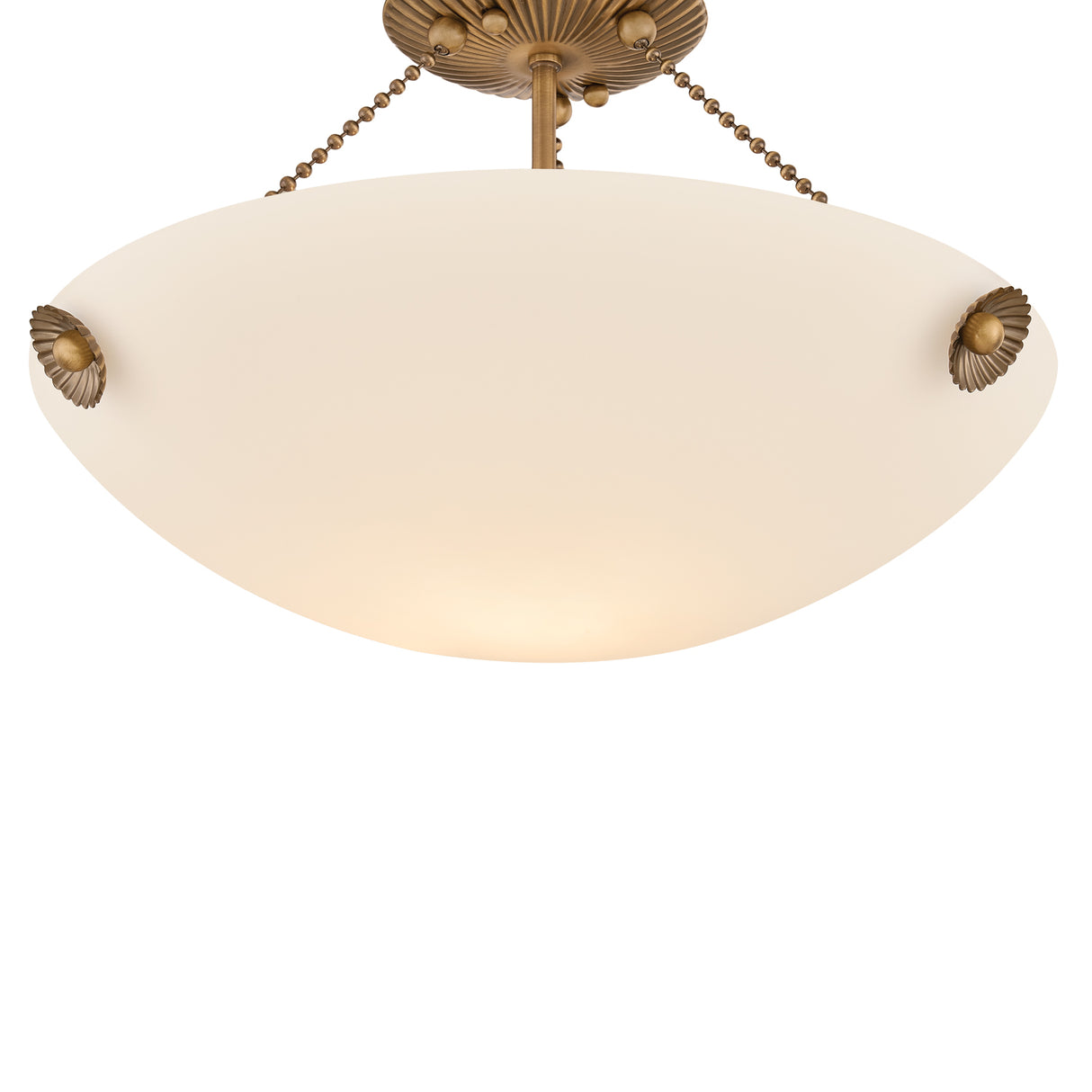 Azurae Semi-Flush 15", Patina Brass and Cloud Glass