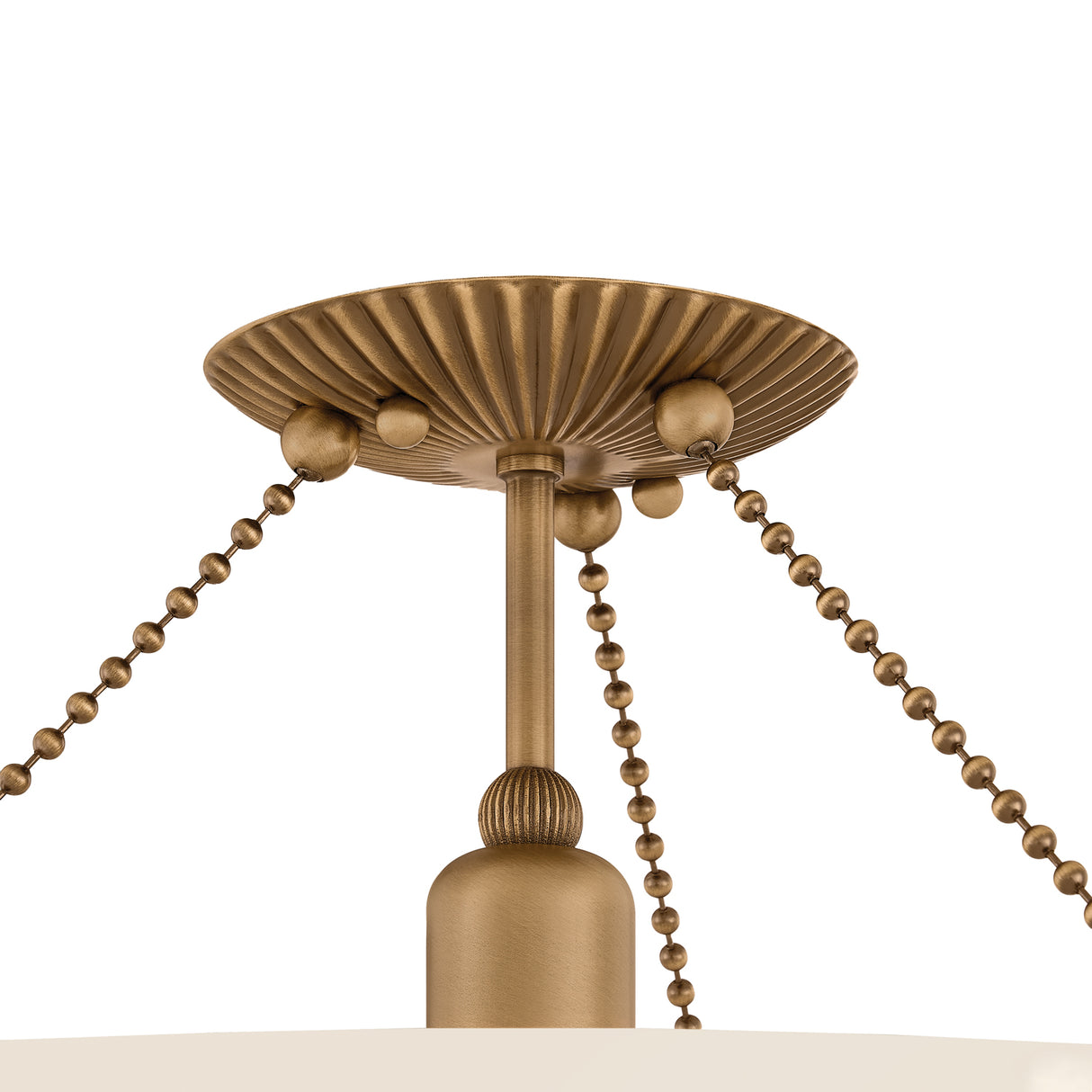 Azurae Semi-Flush 15", Patina Brass and Cloud Glass