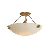 Azurae Semi-Flush 15", Patina Brass and Cloud Glass