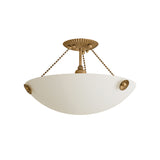 Azurae Semi-Flush 15", Patina Brass and Cloud Glass
