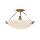 Azurae Semi-Flush 15", Patina Brass and Cloud Glass