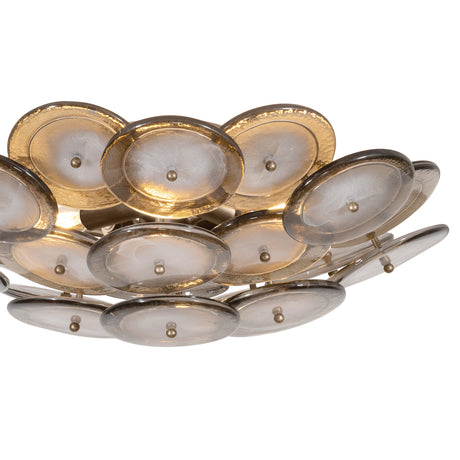 Perenna Semi-Flush 20", Patina Brass and Smoke Taupe Piastra Glass
