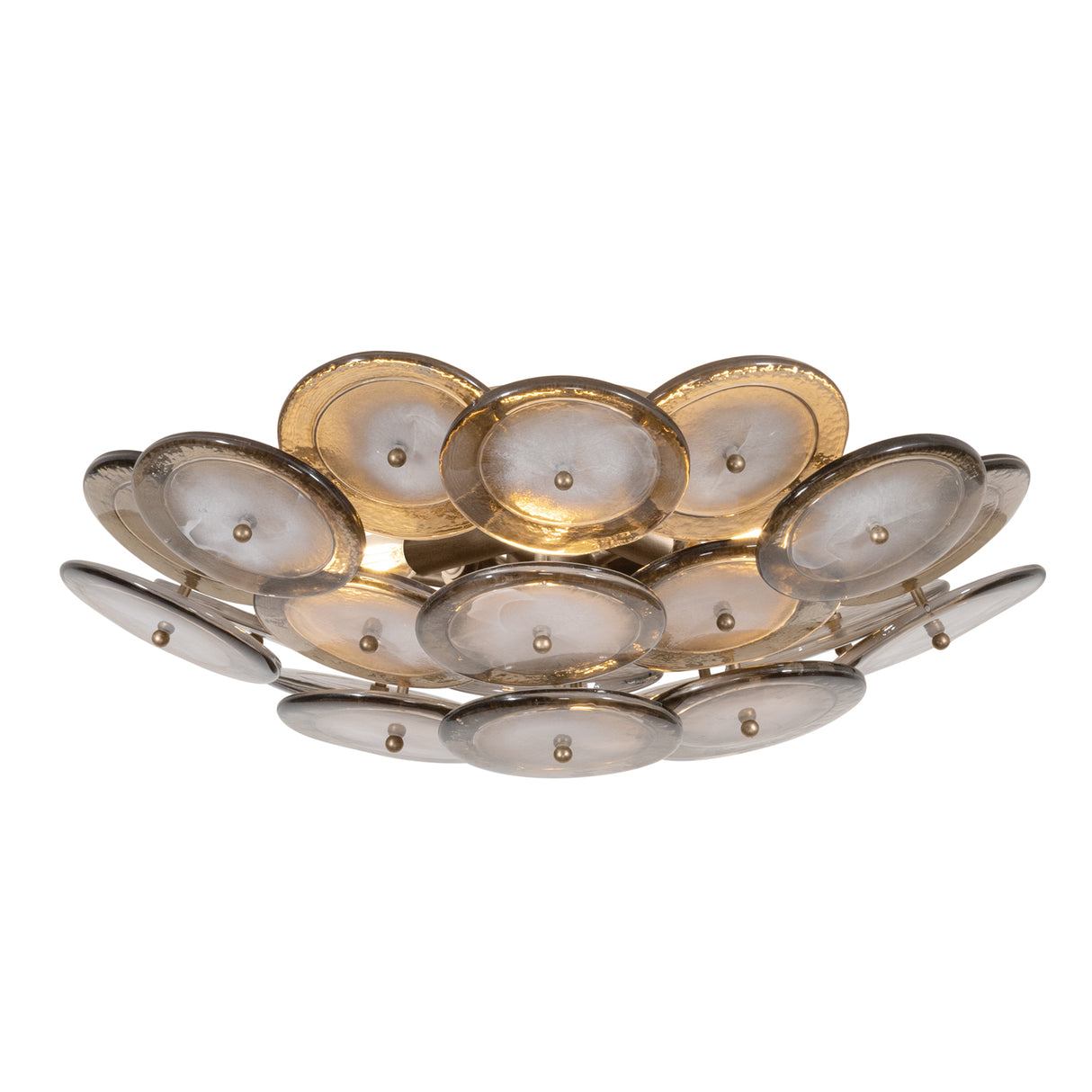 Perenna Semi-Flush 20", Patina Brass and Smoke Taupe Piastra Glass
